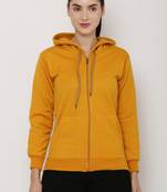 "pavonine" mustard color fleece fabric hoodie sweatshirt for girls