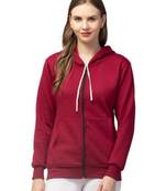 "pavonine" maroon color fleece fabric hoodie sweatshirt for girls