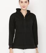 "pavonine" black color fleece fabric hoodie sweatshirt for girls