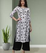 White cotton lucknowi chikankari kurta