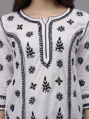 White cotton lucknowi chikankari kurta 2
