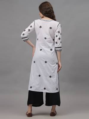 White cotton lucknowi chikankari kurta 3