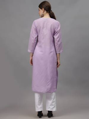 Mauve cotton lucknowi chikankari kurta 3