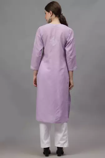 Mauve cotton lucknowi chikankari kurta