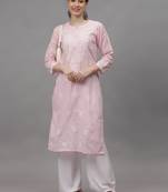 Pink cotton lucknowi chikankari kurta