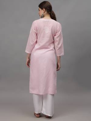 Pink cotton lucknowi chikankari kurta 3