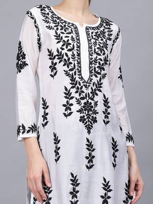White chanderi lucknowi chikankari kurta 2