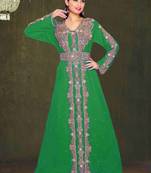 Dark Green color luxurious Full Sleeves Handmade Moroccan Kaftan.