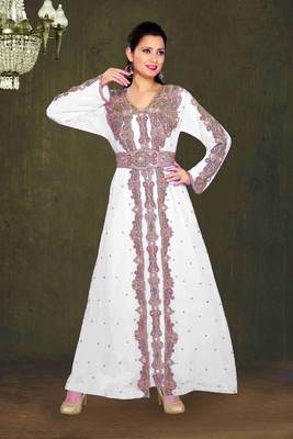 Off White color Full Sleeves Handmade Moroccan Kaftan 1
