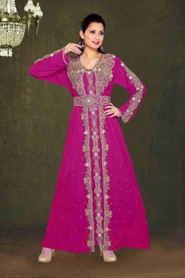 Pink color Full Sleeves Handmade Moroccan Kaftan 1