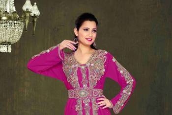 Pink color Full Sleeves Handmade Moroccan Kaftan 2
