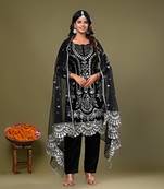 Black Velvet Kurta Set with Heavy Embroidery and Sequins