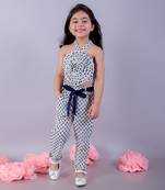 Jaipur girls white printed top with printed pant co-ordinate set