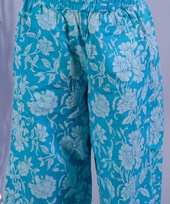 Jaipur girls blue printed top with printed pant co-ordinate set 3
