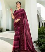 Purple Prachi floral satin printed  border saree with Banglory Blouse
