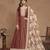 Copper Brown Embroidered Art Silk Anarkali with Organza Dupatta