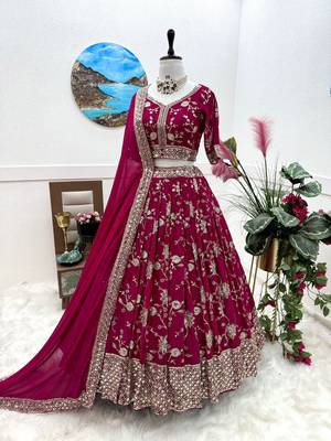 Rani Colour Designer Heavy Embroidery Work Festival Wear Full Stitched Lahenga Choli 1