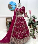 Rani Colour Designer Heavy Embroidery Work Festival Wear Full Stitched Lahenga Choli
