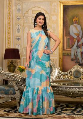 Rama Green Gorgeous Ready to Wear Without Blouse 1
