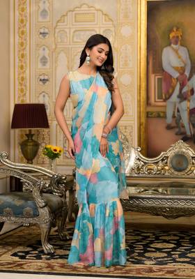 Rama Green Gorgeous Ready to Wear Without Blouse 3