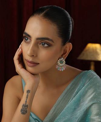 Multicolour polki dangler earrings 1