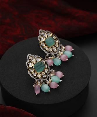 Multicolour polki dangler earrings 2