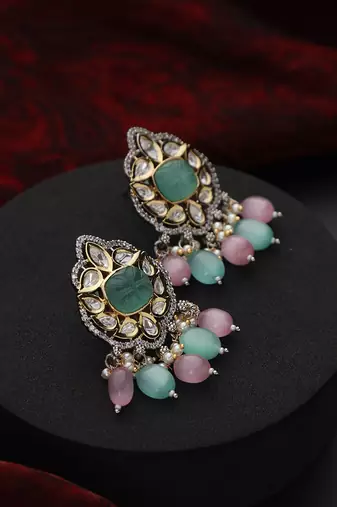 Multicolour polki dangler earrings