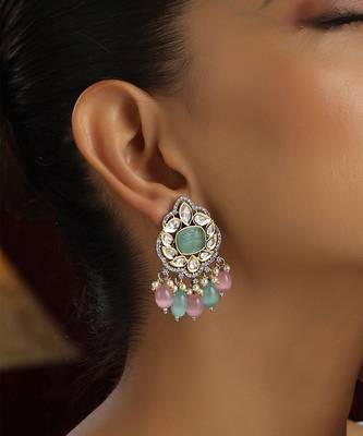 Multicolour polki dangler earrings 3