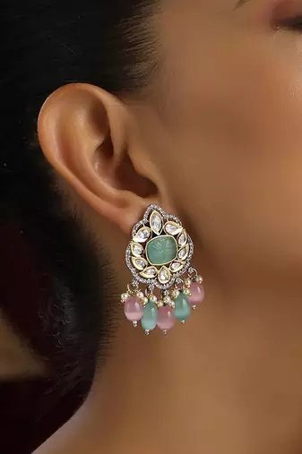 Multicolour polki dangler earrings