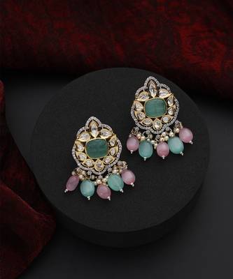 Multicolour polki dangler earrings 4
