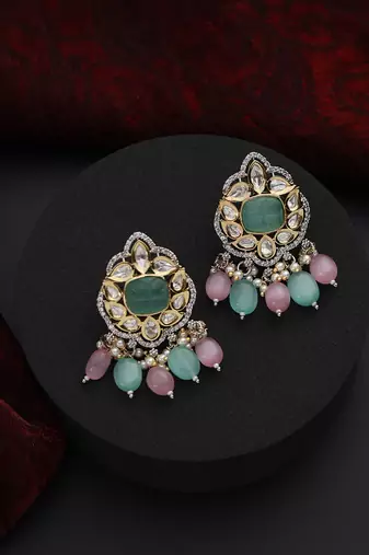 Multicolour polki dangler earrings