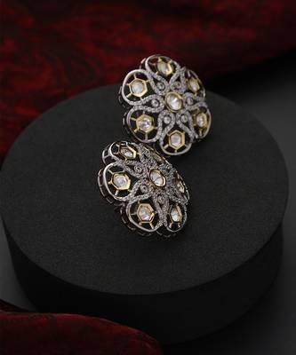 Silver polki stud earrings 2