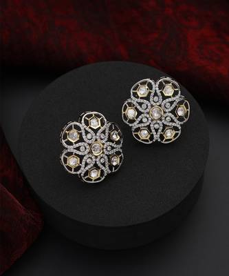 Silver polki stud earrings 4