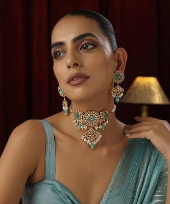Mint polki choker necklace set 1