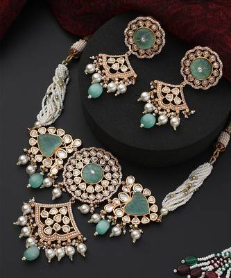Mint polki choker necklace set 2