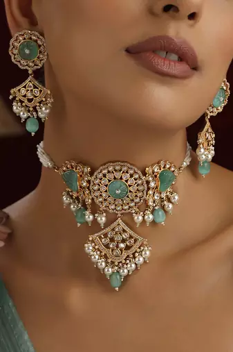 Mint polki choker necklace set