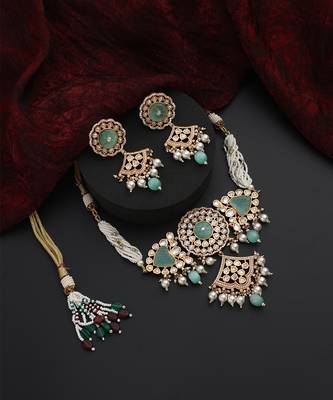 Mint polki choker necklace set 4