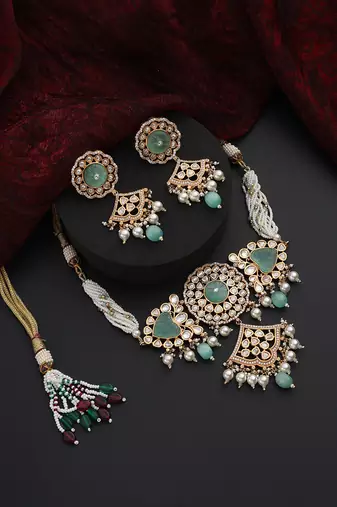 Mint polki choker necklace set