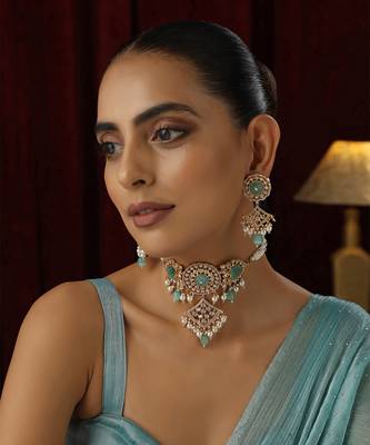 Mint polki choker necklace set 5