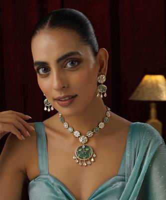 Mint polki pendant necklace set 1