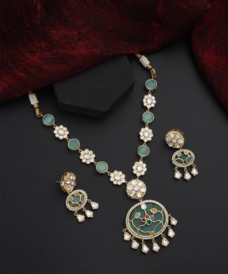 Mint polki pendant necklace set 5
