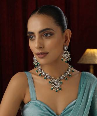 Green polki necklace set 1