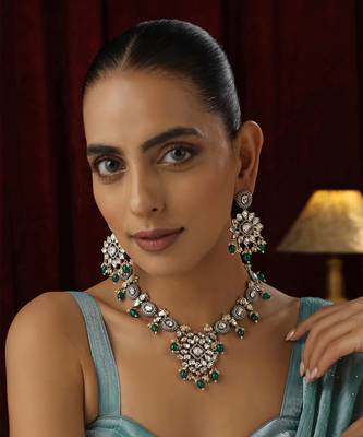 Green polki necklace set 2