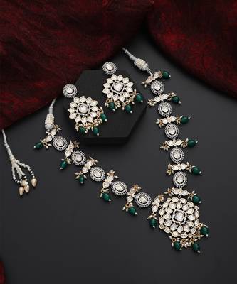 Green polki necklace set 3