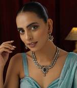 Purple polki layered necklace set