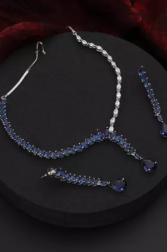Blue zirconia necklace set