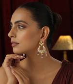 Purple kundan chandbali earrings