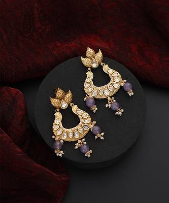 Purple kundan chandbali earrings 5