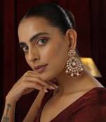 Red polki dangler earrings