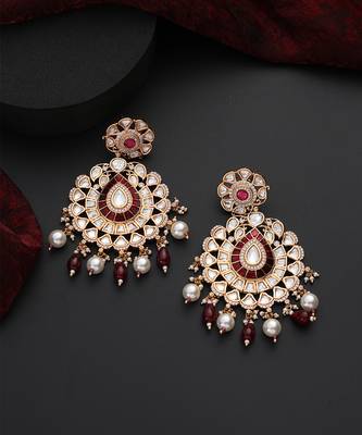 Red polki dangler earrings 4